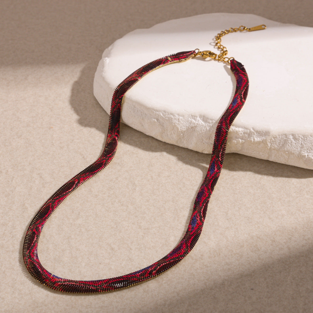 Snake Print Metal Statement Necklace for Women