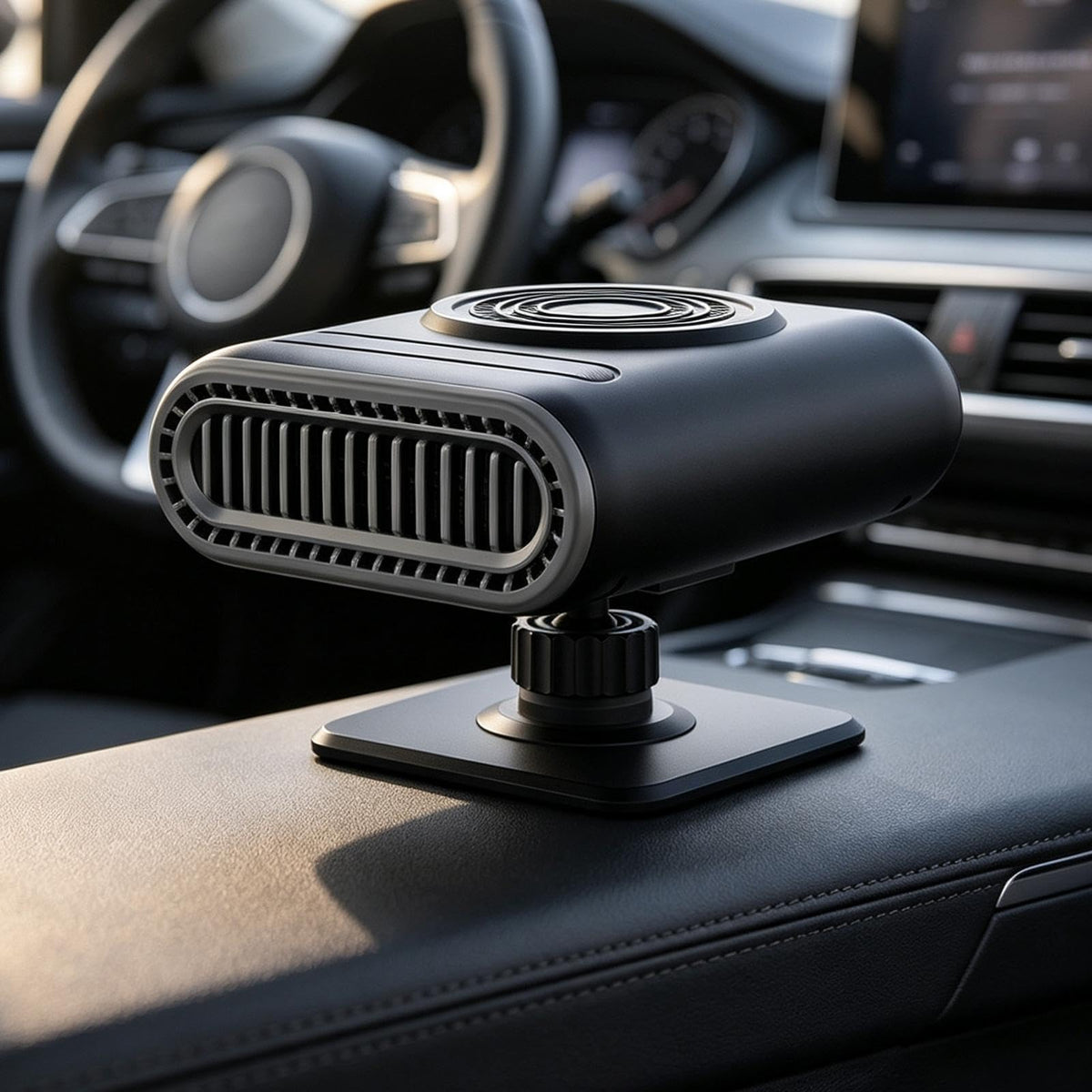 12V Portable Car Heater & Defogger Fan – 120W with Stand & Suction Cup
