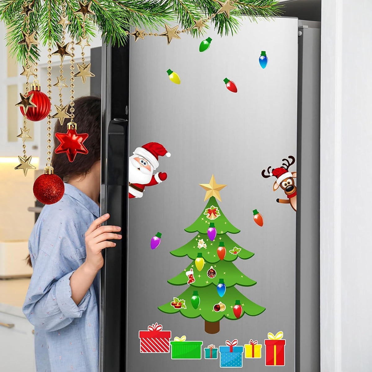 DIY Magnetic Christmas Tree Set – Repositionable Holiday Fridge Decor