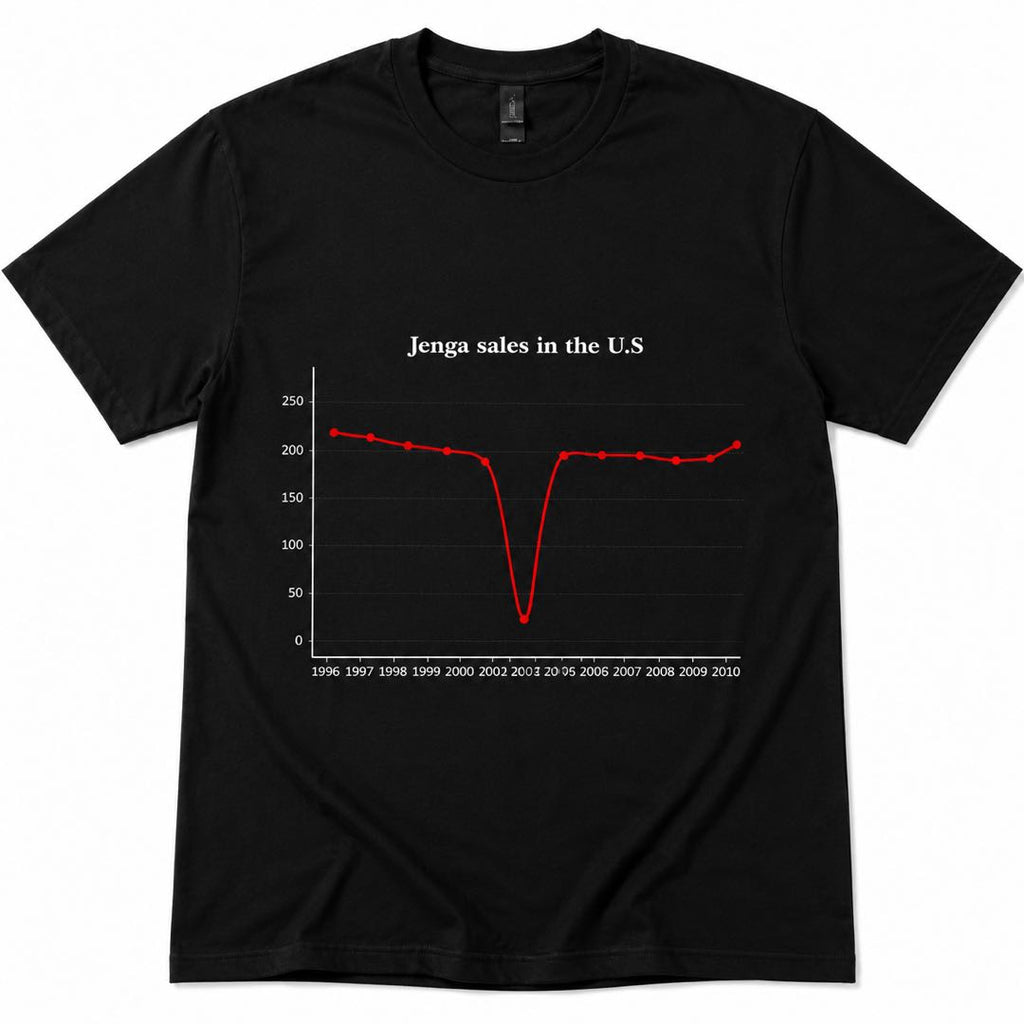 The Darkest Graph You’ll Ever Wear | Funny Jenga Sales Chart Meme T-Shirt