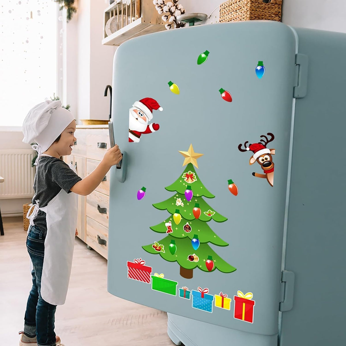 DIY Magnetic Christmas Tree Set – Repositionable Holiday Fridge Decor