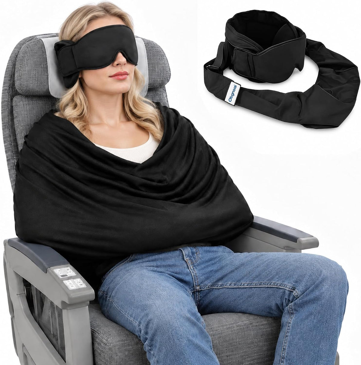3-in-1 Travel Sleep Support – Head Support, Eye Mask & Wrap