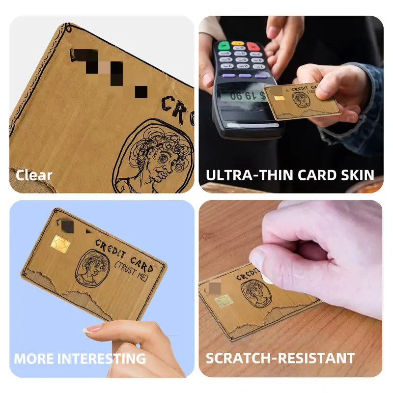 Funny Cardboard-Style Credit Card Skins – NO MONEY & TRUST ME
