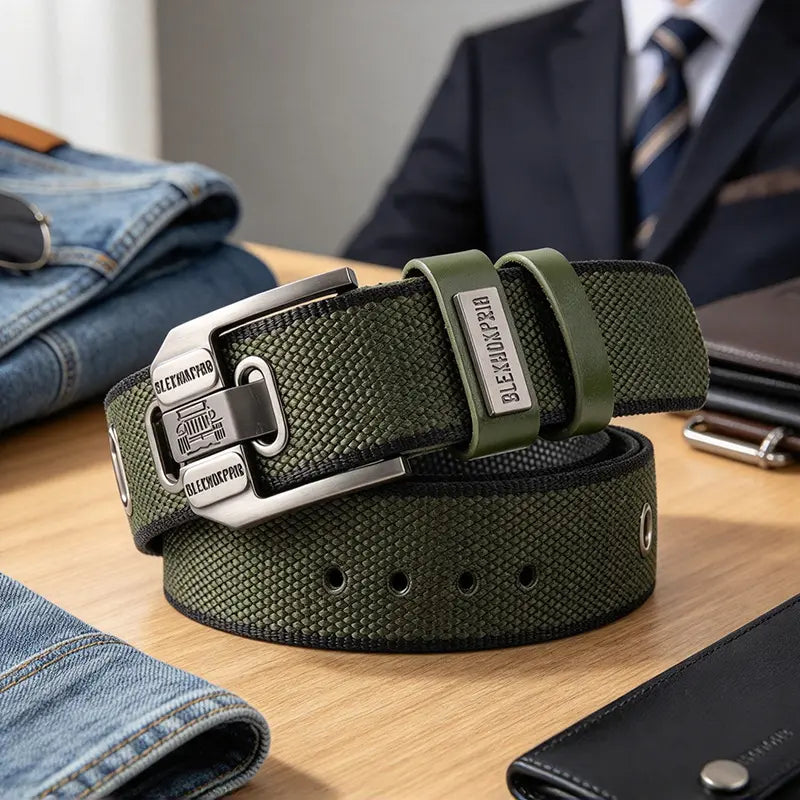 Adjustable Holeless Belt – Minimalist Square Sliding Buckle