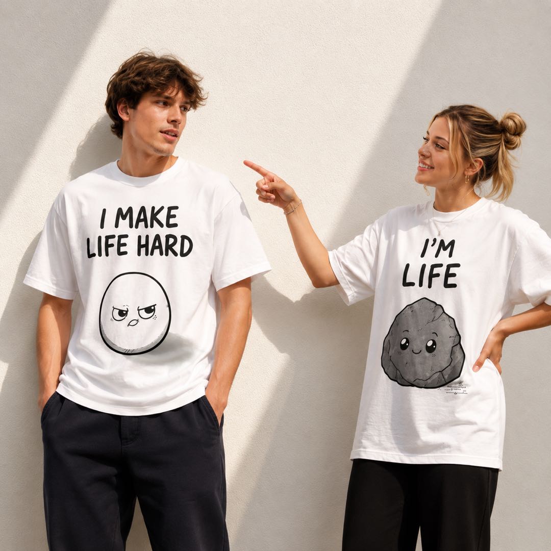 Honest couples with funny Couples Matching Shirts – I Make Life Hard / I’m Life
