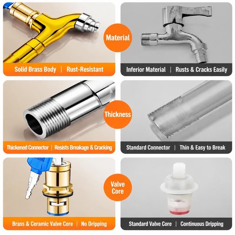 1/2" Brass Locking Outdoor Faucet with Key – Anti-Theft Tap