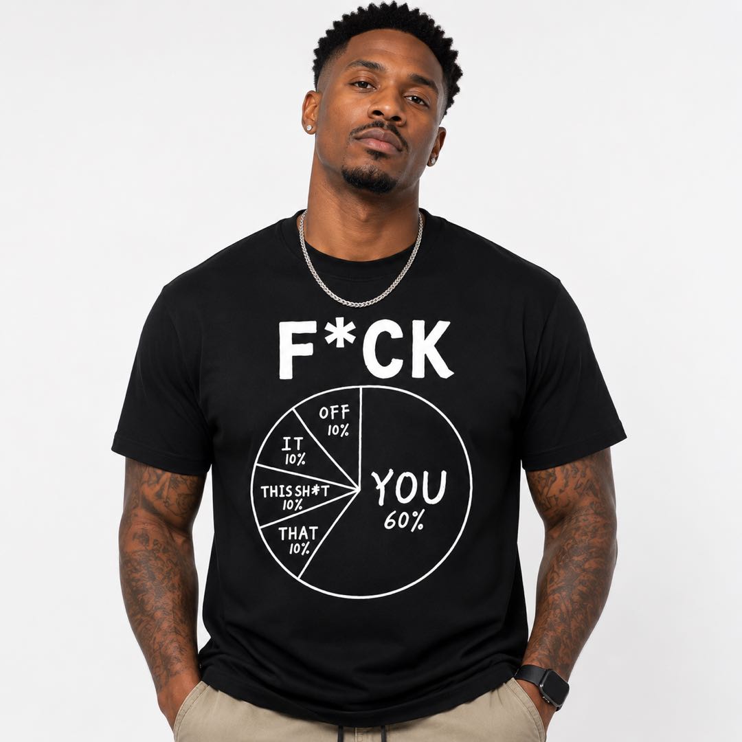 F*CK Pie Chart Funny Sarcastic T-Shirt | Brutally Honest Office Humor Graphic Tee