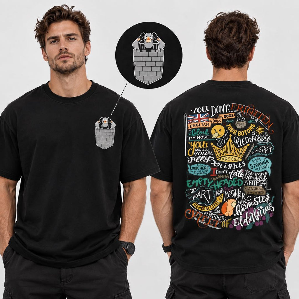 Funny Pocket Ghost Back Print Graphic T-Shirt