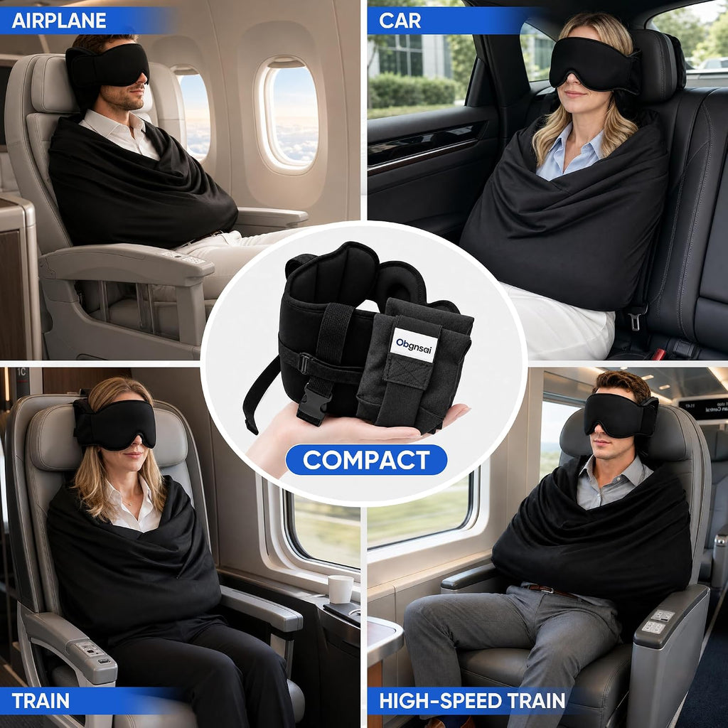 3-in-1 Travel Sleep Support – Head Support, Eye Mask & Wrap