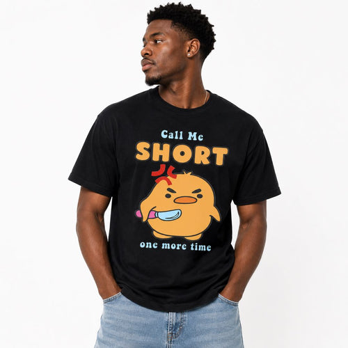 Call Me Short One More Time Funny Angry Chick Graphic Tee – Cute Attitude Shirt With Big Personality