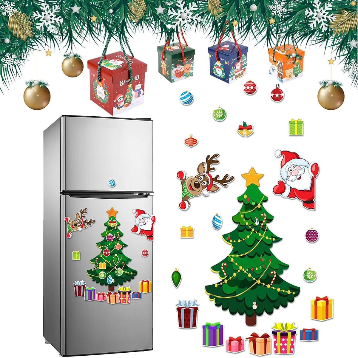 DIY Magnetic Christmas Tree Set – Repositionable Holiday Fridge Decor