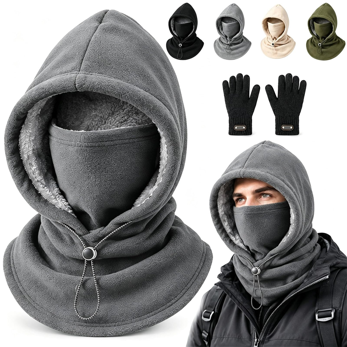 3-in-1 Thermal Balaclava Hood – Adjustable Winter Face Cover