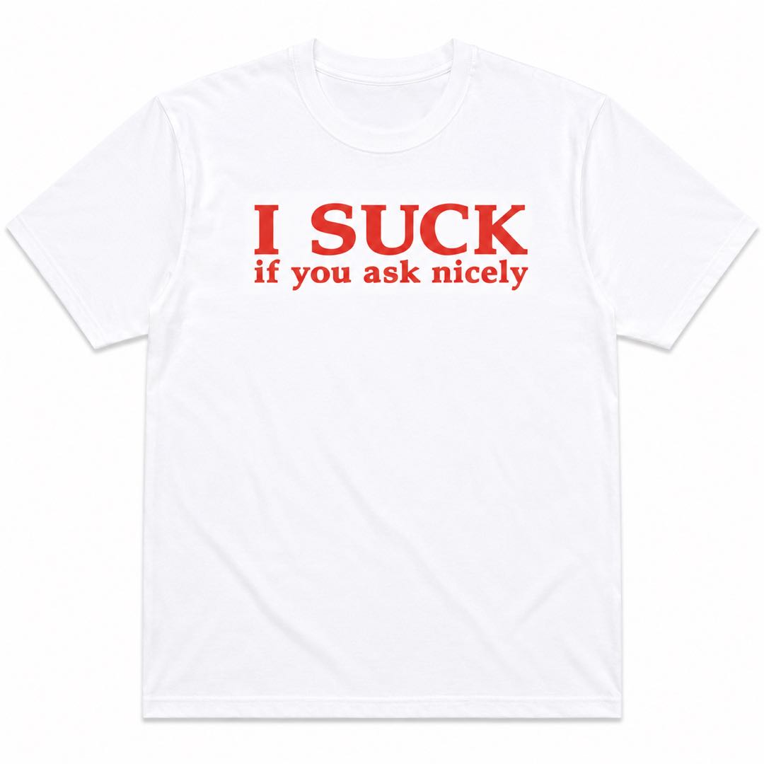 I SUCK If You Ask Nicely Funny T-Shirt | Bold Adult Humor Graphic Tee | Hilarious Conversation Starter Gift