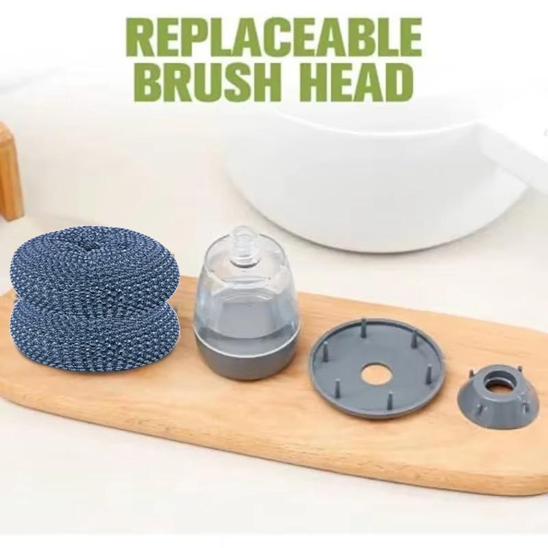 3-in-1 Soap Dispensing Dish Brush – Twist-Off Washable Head