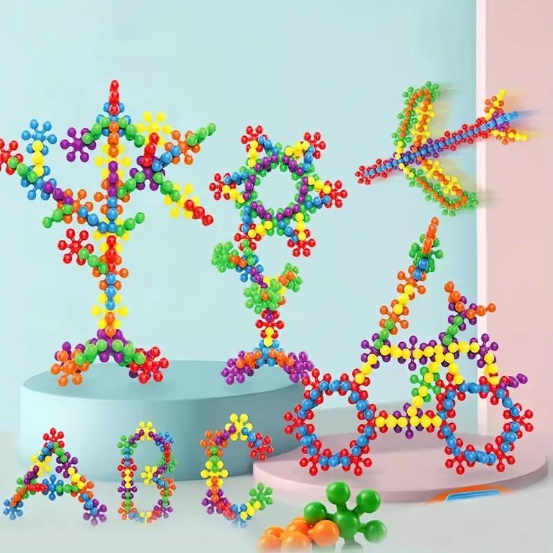 100PCS Snowflake Building Blocks – Colorful DIY Flower Puzzle Kit