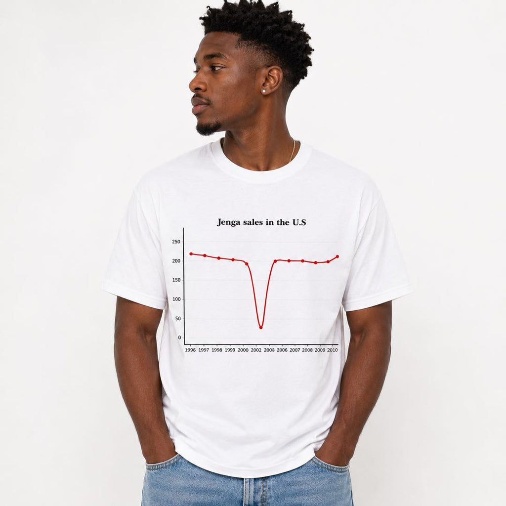 The Darkest Graph You’ll Ever Wear | Funny Jenga Sales Chart Meme T-Shirt