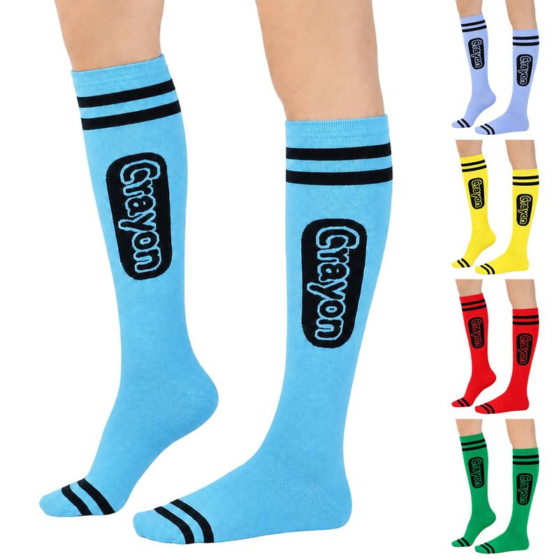 9 Pairs Colorful Crayon-Inspired Knee High Socks – Y2K Style