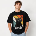 Bruh Black Cat Vintage Graphic Tee – Funny Cat Lover Meme T-Shirt Everyone Will Notice