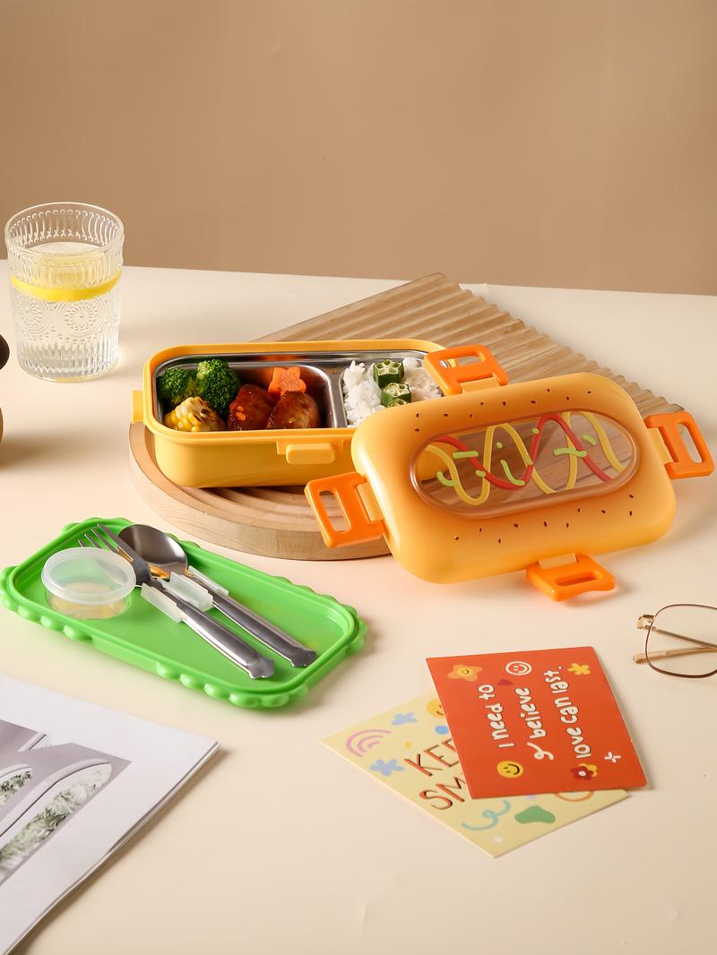 Cartoon Stainless Steel Bento Box – 2-Compartment Lunch Box