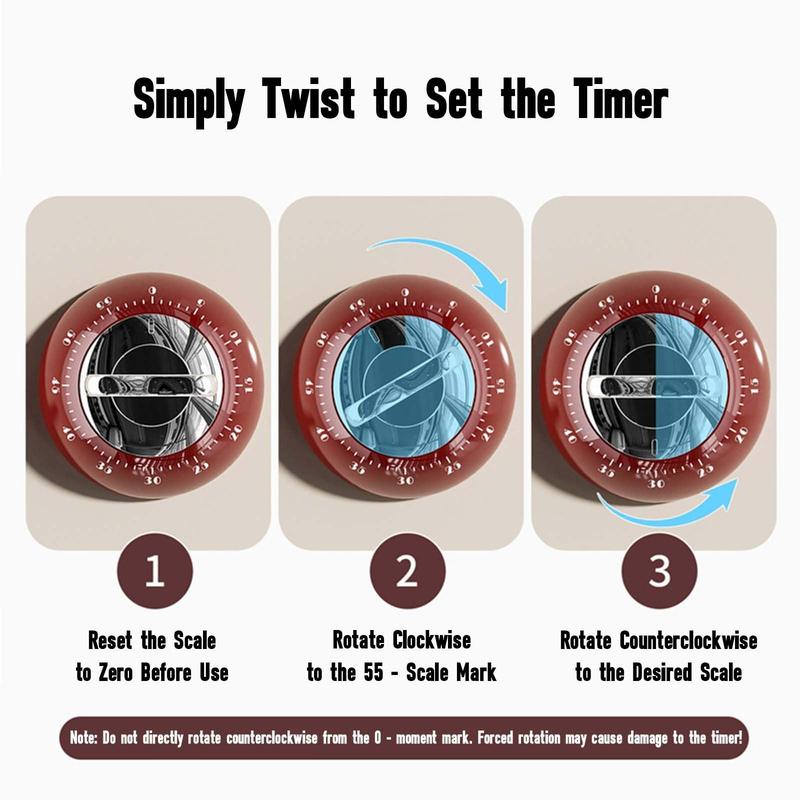 Vintage Magnetic Kitchen Timer – 60-Minute Mechanical Countdown