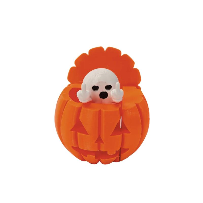 3D Printed Ghost Pumpkin Ornament – Flip-Top Halloween Decor