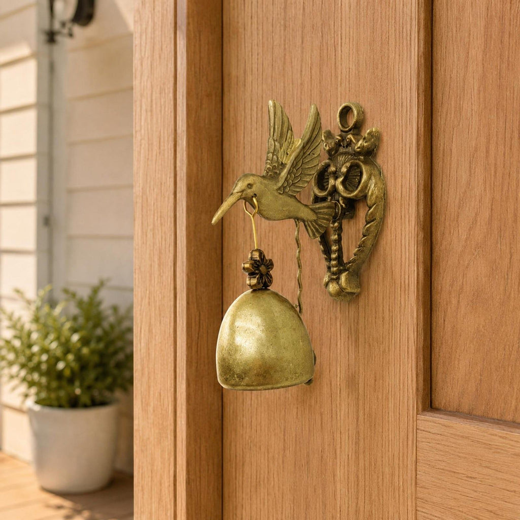Vintage Hummingbird Doorbell – Rustic Wall-Mounted Metal Bell