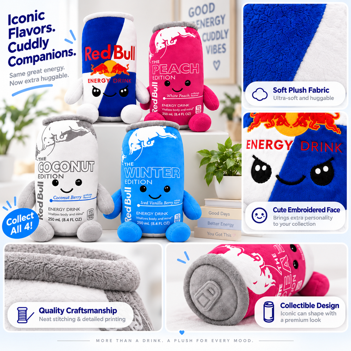 Energy Drink Can Plush Toy – 4 Styles, 8.7" Cute Stuffed Doll