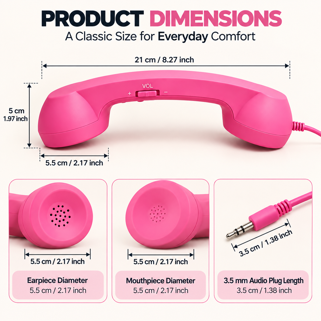 Retro Corded Phone Handset – USB-C / 3.5mm Wired Receiver