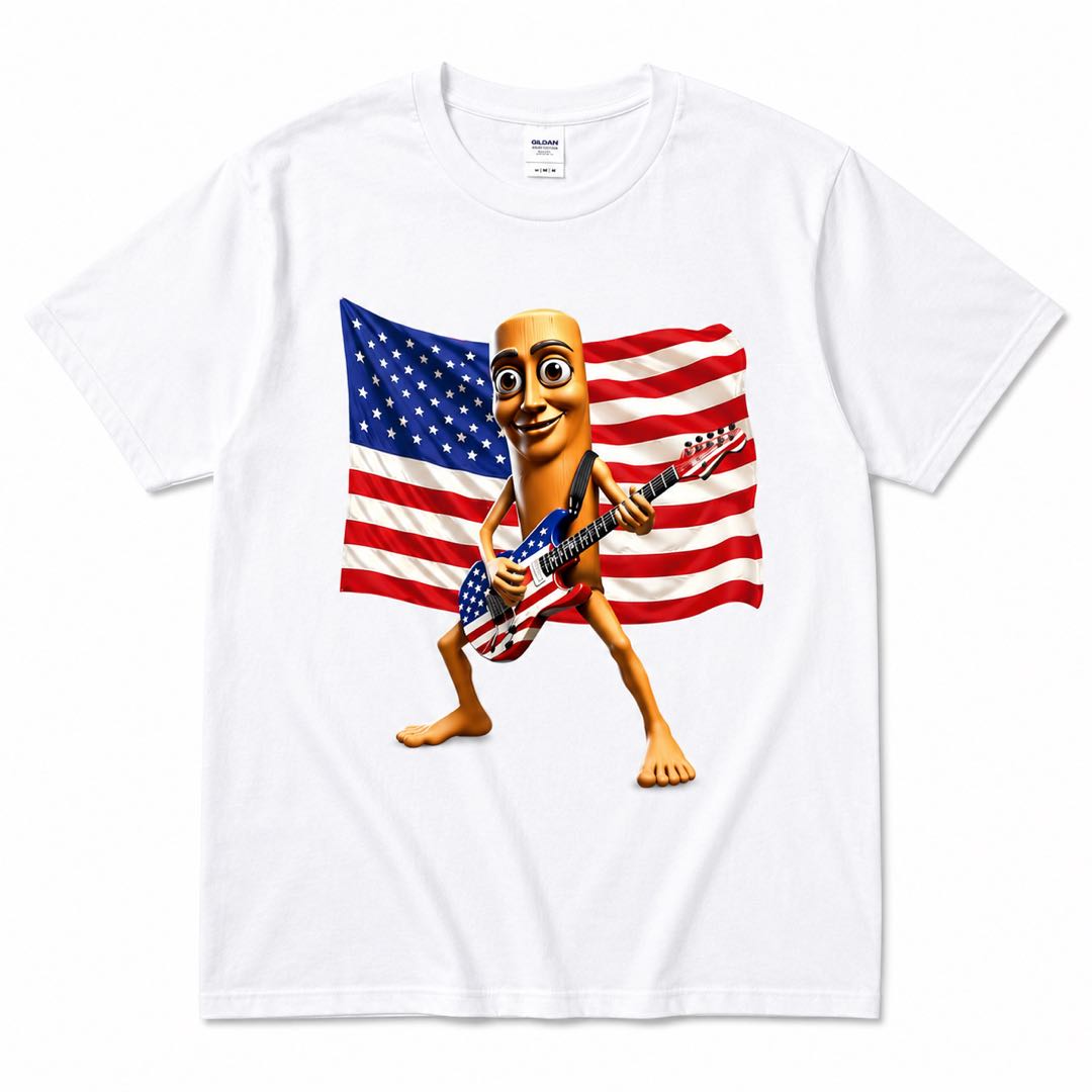 Viral Tung Tung 4th of July Rock Guitar T-Shirt | Funny American Flag Meme Tee | Independence Day Graphic Shirt