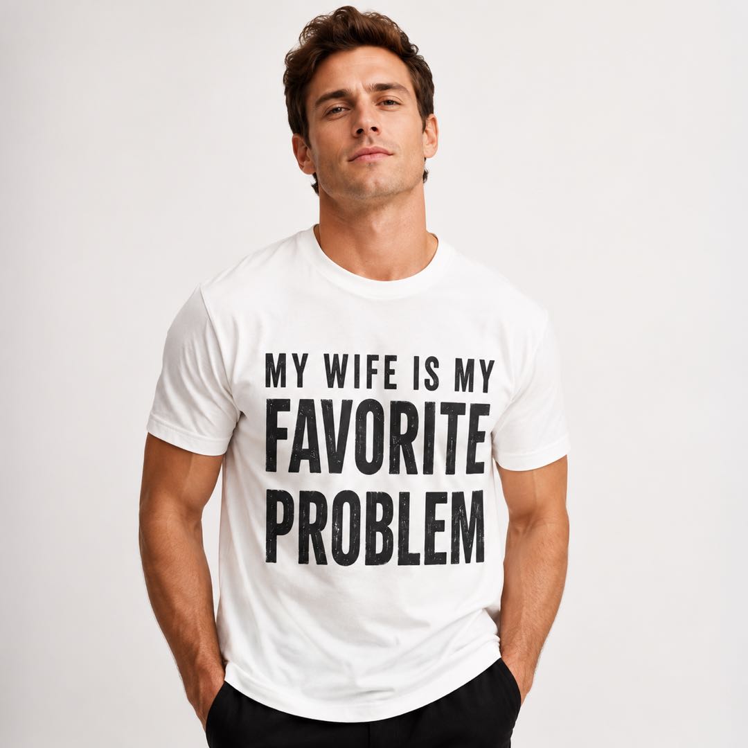 My Wife Is My Favorite Problem T-Shirt | Funny Husband Marriage Tee | Romantic Couple Gift