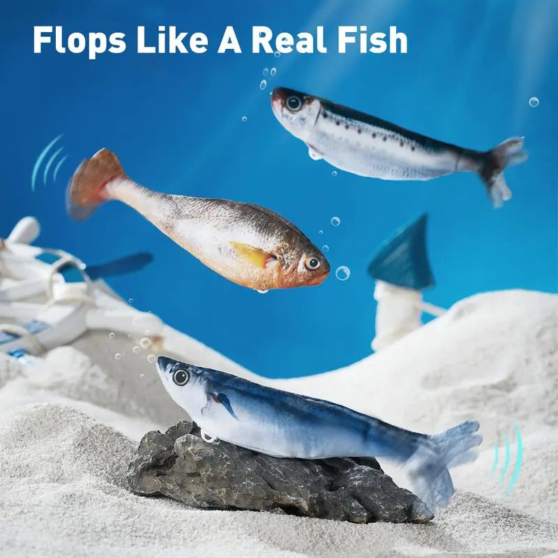 3-Pack Flopping Fish Cat Toys – Rechargeable Tap-Activated Interactive Toys