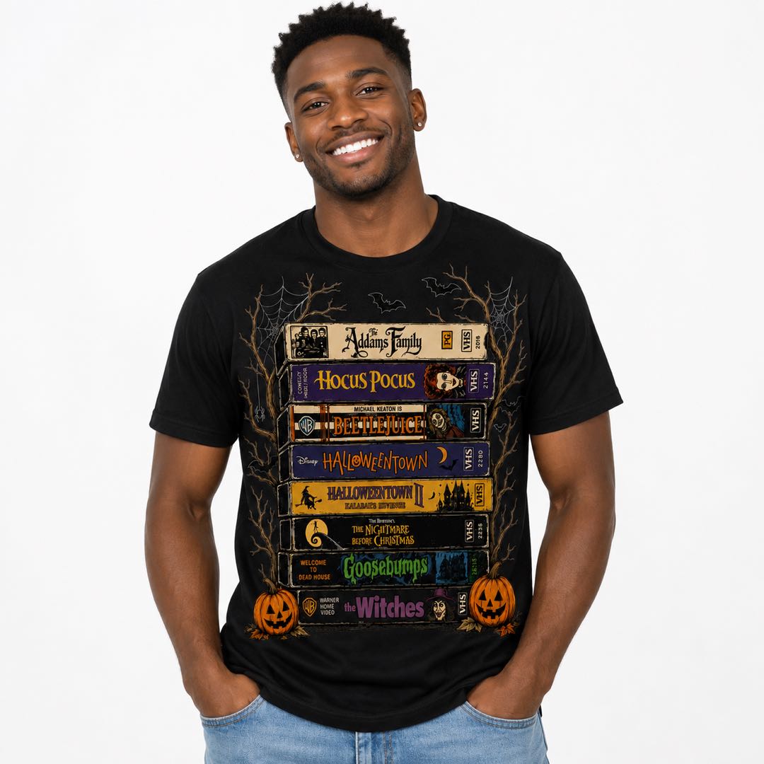 Vintage Halloween VHS Movies T-Shirt | Retro Spooky Season Graphic Tee | Horror Movie Lover Gift