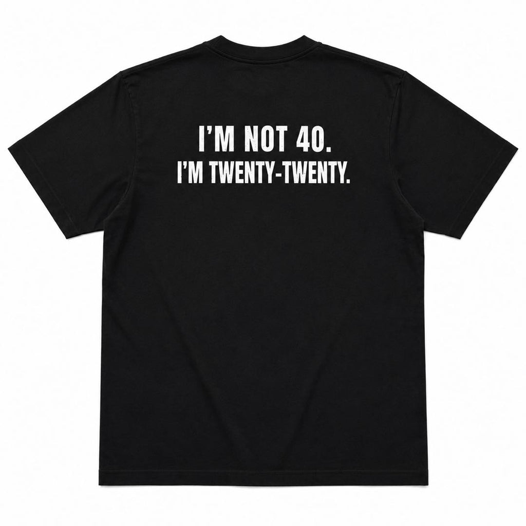 Officially Not 40, Just Twenty-Twenty Funny Birthday T-Shirt | Midlife Humor Graphic Tee