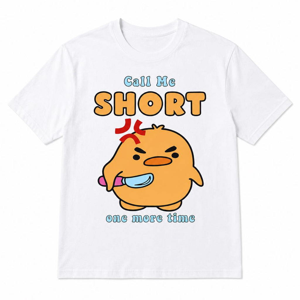 Call Me Short One More Time Funny Angry Chick Graphic Tee – Cute Attitude Shirt With Big Personality