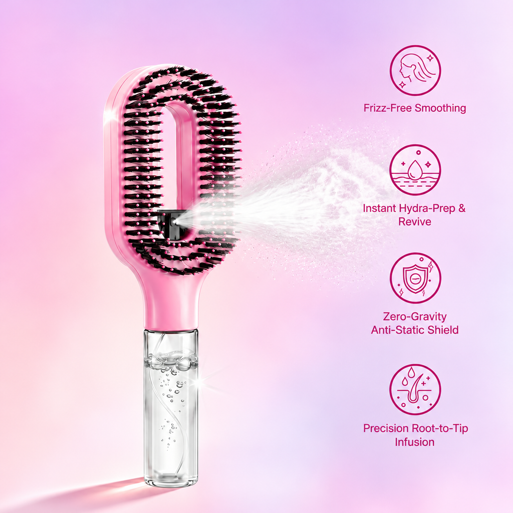 3-in-1 Mist Spray Hair Brush – Detangling & Smoothing Comb