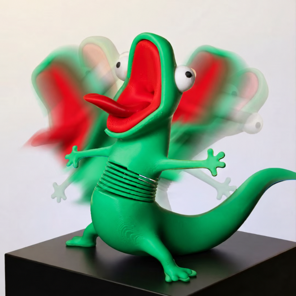 Wobbling Lizard Spring Figurine – Funny 3D Printed Desk Toy