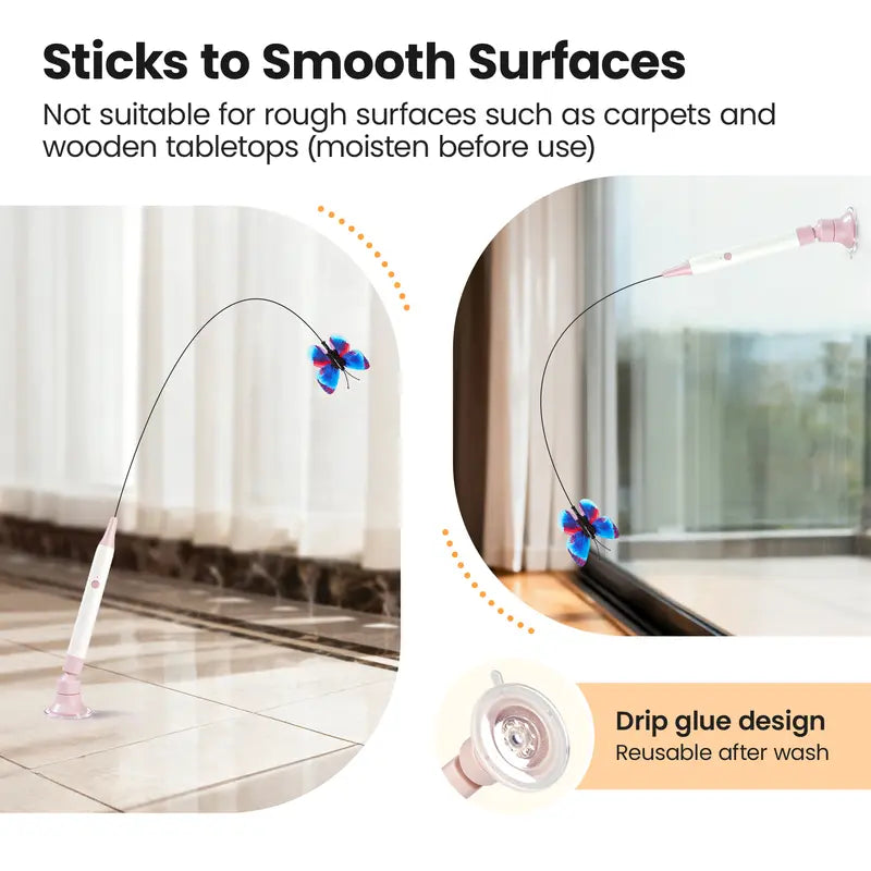 Electric Butterfly Cat Toy – 360° Spinning Rechargeable Wand