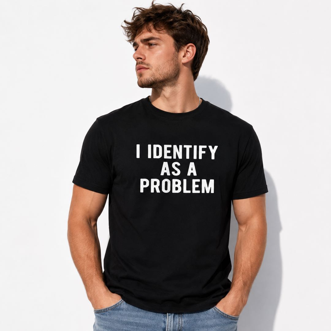 I Identify As A Problem Funny T-Shirt | Sarcastic Meme Tee | Bold Humor Graphic Shirt