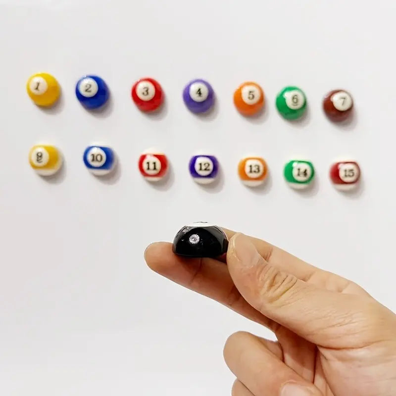 15pcs Billiard Ball Fridge Magnets, Aesthetic Pool Table Kitchen Decor, Retro 8-Ball Resin Magnets Set, Quirky Office & Fridge Decor
