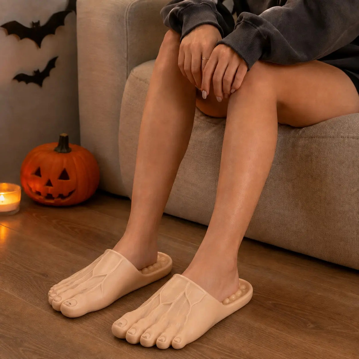 Funny Giant Toe Slippers – Barefoot-Look Halloween Costume Props