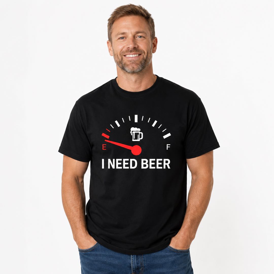 I Need Beer Shirt | Funny Beer Gauge Graphic Tee For BBQ, Camping & Drinking