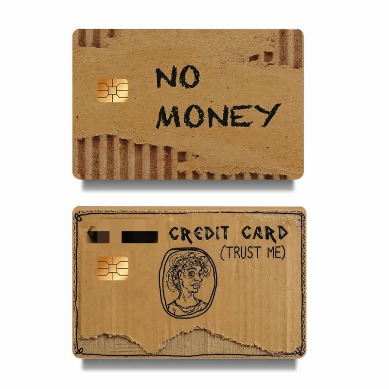 Funny Cardboard-Style Credit Card Skins – NO MONEY & TRUST ME