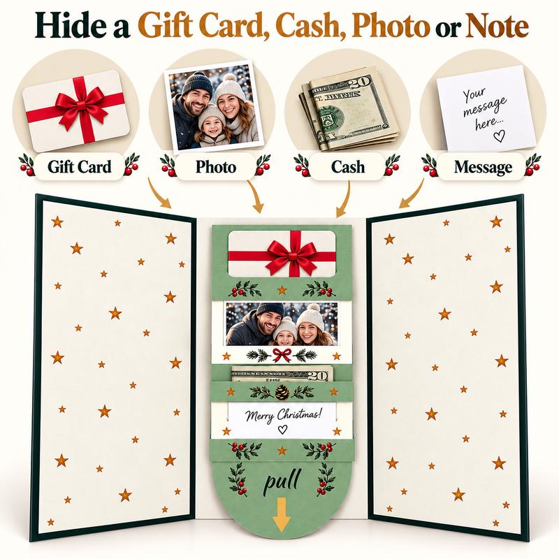 4PCS DIY Pull-Out Christmas Cards – Hidden Surprise Gift Card Holders