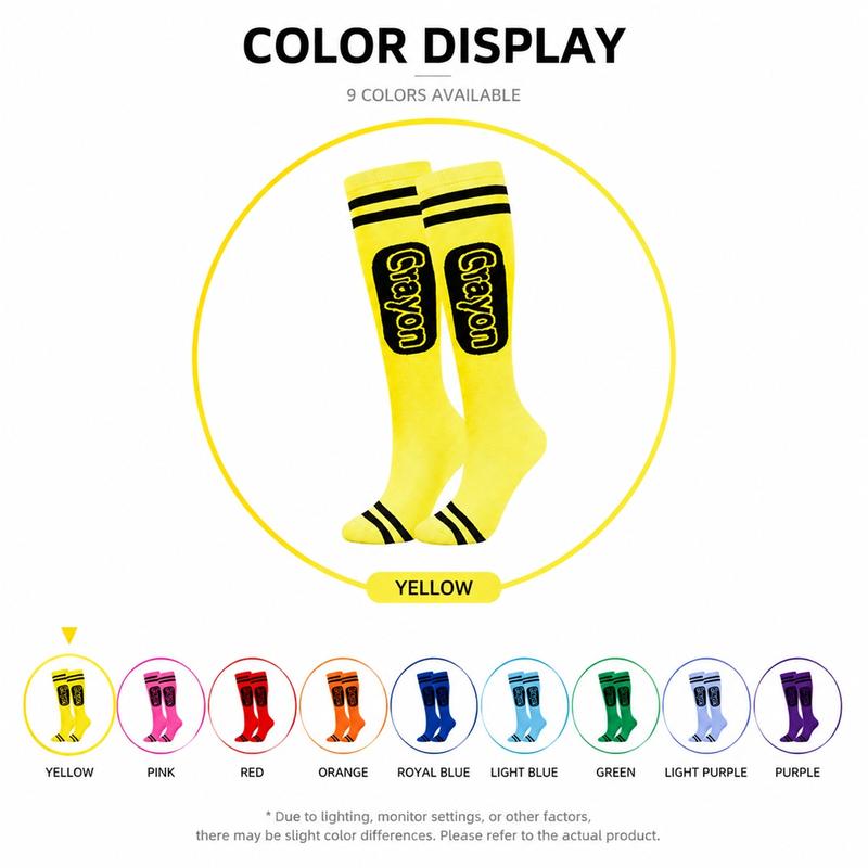 9 Pairs Colorful Crayon-Inspired Knee High Socks – Y2K Style