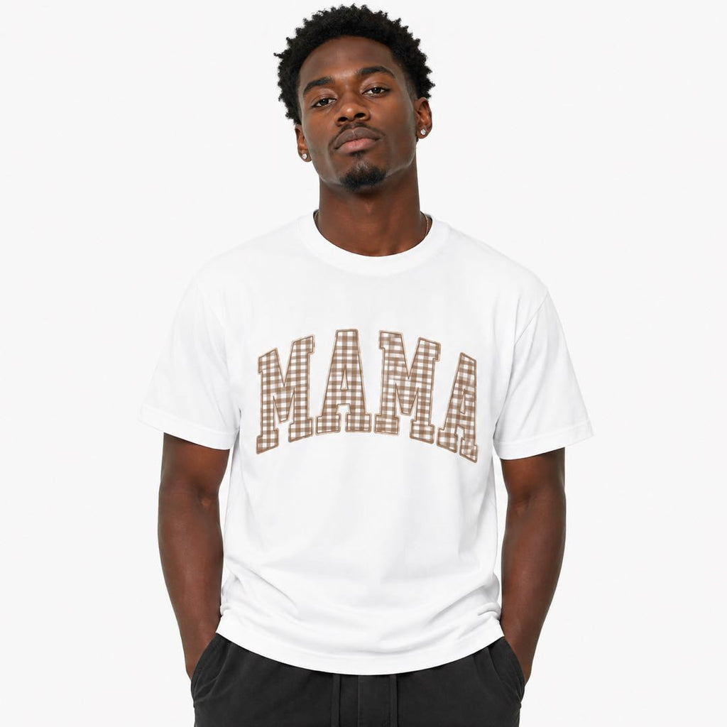 MAMA Plaid Graphic T-Shirt | Classic Motherhood Letter Print Tee | Gift For Mom