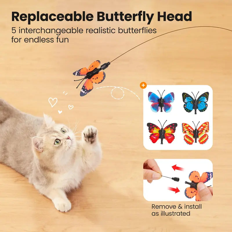 Electric Butterfly Cat Toy – 360° Spinning Rechargeable Wand
