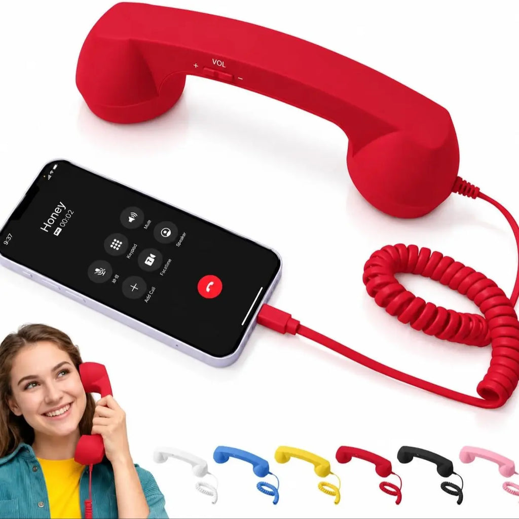 Retro Corded Phone Handset – USB-C / 3.5mm Wired Receiver