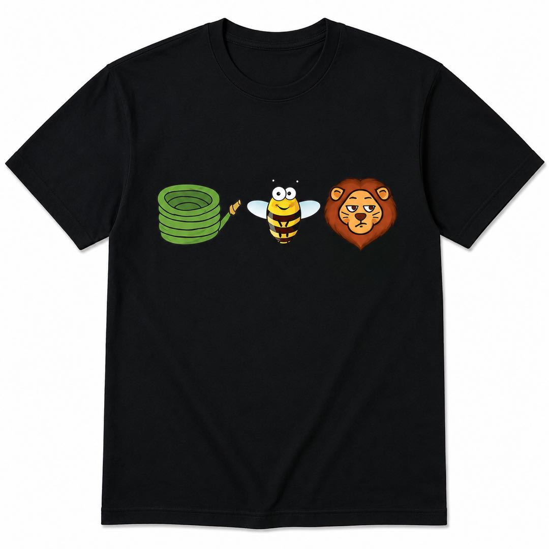 Hose Bee Lion Funny T-Shirt | Clever Emoji Pun Graphic Tee | Hilarious Conversation Starter Gift