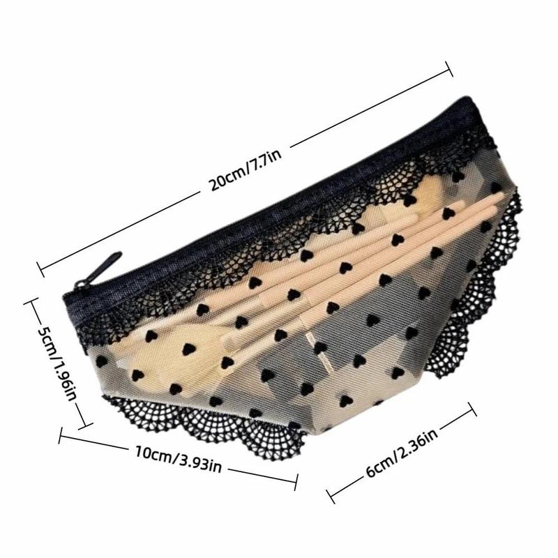 Y2K Panty-Shaped Mesh Makeup Bag – Lace Heart Cosmetic Pouch