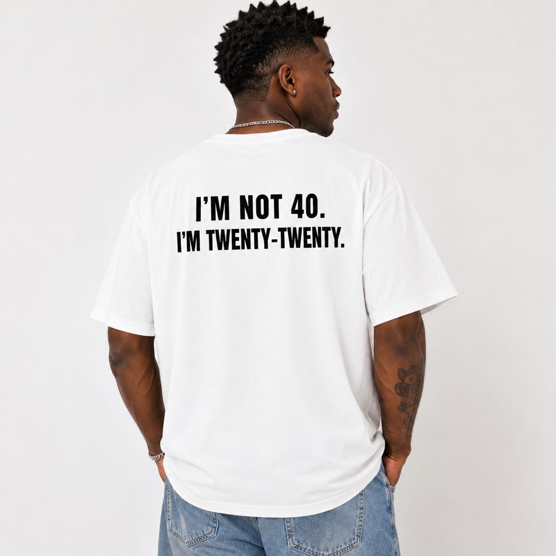 Officially Not 40, Just Twenty-Twenty Funny Birthday T-Shirt | Midlife Humor Graphic Tee